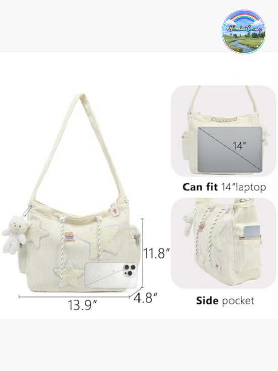 Amazon.com: KAMEILONG Star Crossbody Bag Women Corduroy Tote  Corduroy Star Tote Bag Crossbody Shoulder Purse with Pins